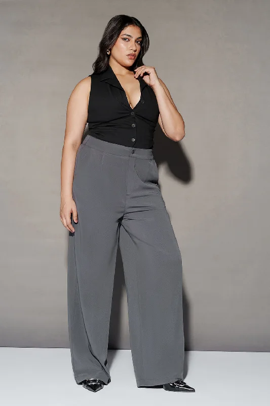 Deep Dusk Curve Pleated Straight Fit Korean Pants Cozy Maternity Pants