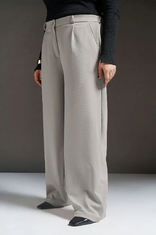 Dove Grey Curve Textured Korean Pants Casual Sweatpants Style