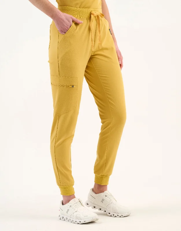 Essential Jogger Scrub Pants - Yellow Gold Fashionable Tapered Leg Pants