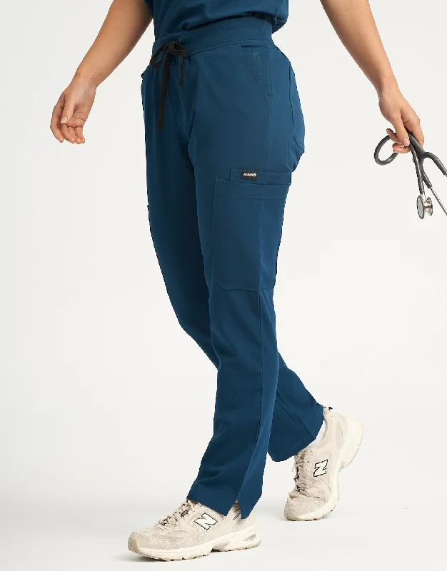 Essential Multi-Pocket Scrub Pants - Gibraltar Blue Lightweight Jogger Pants