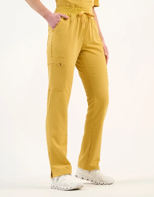 Essential Multi-Pocket Scrub Pants - Yellow Gold Formal Dress Pants