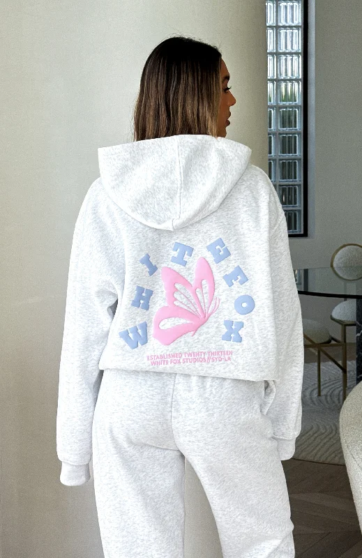 Give You The Best Oversized Hoodie Grey Marle Hoodie with Embroidery Detailed Premium