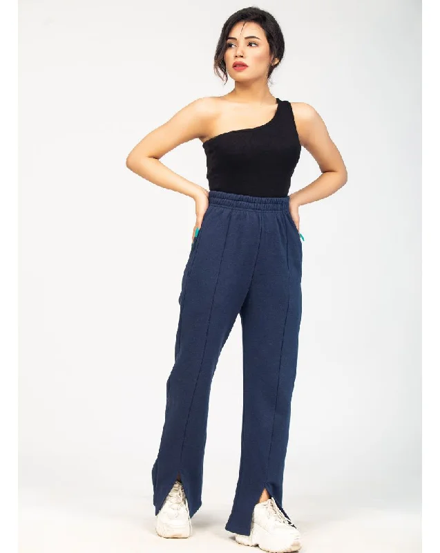 High Waist Flare Leg Pants - Navy Comfortable Jogging Pants