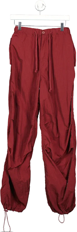 luxe to kill Red Cherry Parachute Pants UK 10 Classic Bootcut Trousers