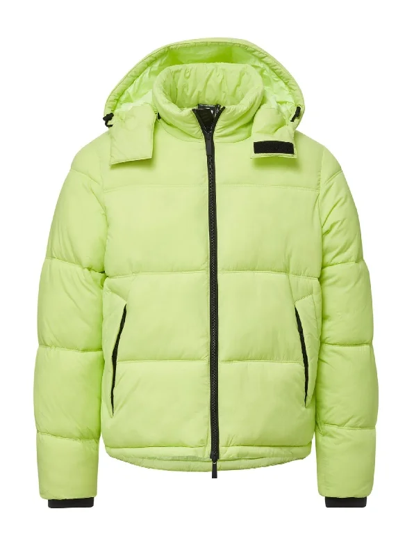 Hooded Puffer - Lime Hoodie with Longline Fit Extended Stylish