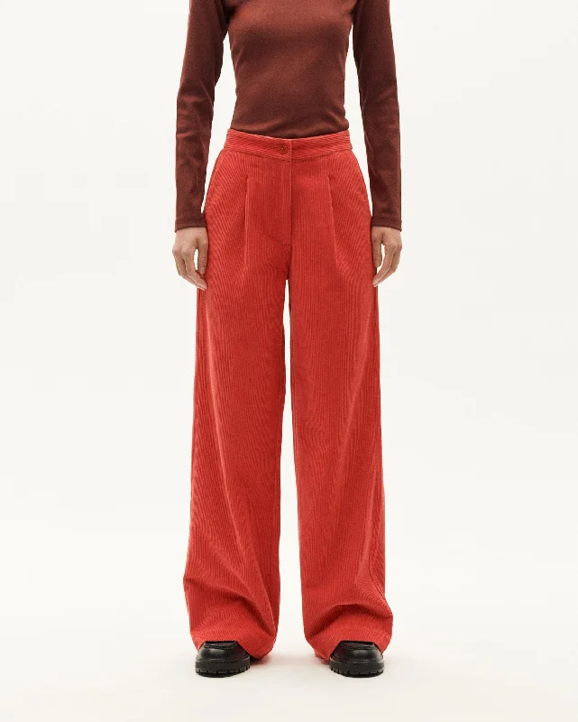 Manolita Corduroy Pants Red Classic Straight-Leg Pants