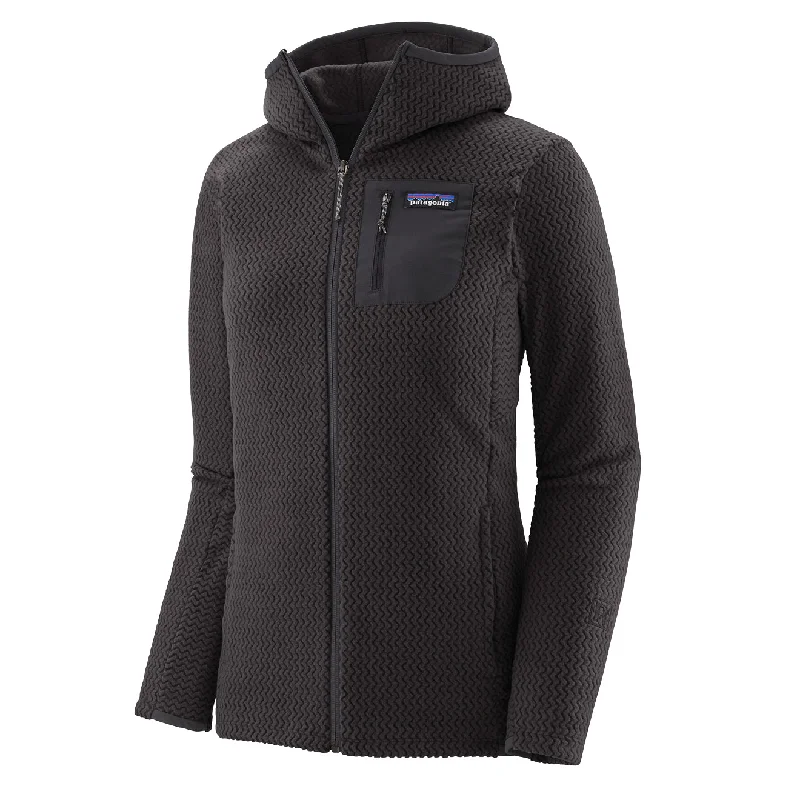 Patagonia Womens R1 Air Full-Zip Fleece Hoody Black Hoodie with Zipper Placket Modern Functional