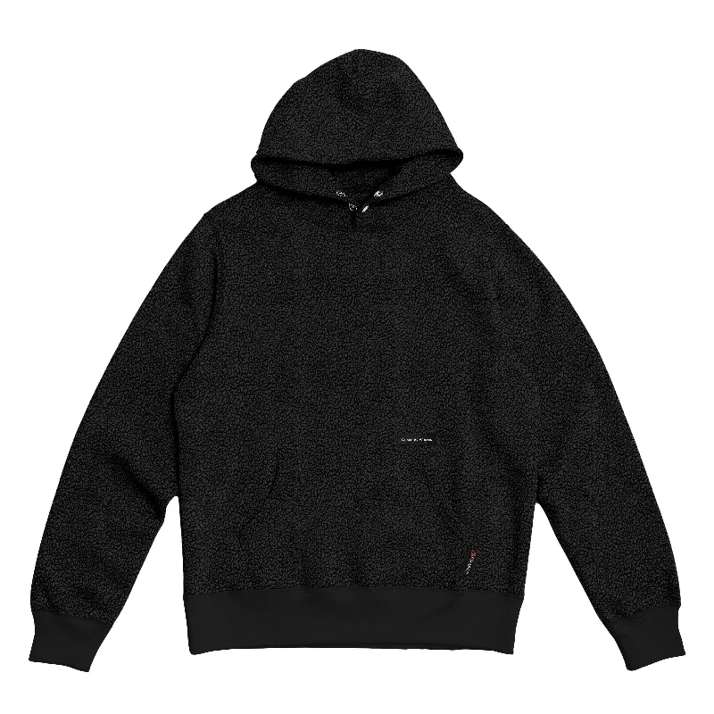 Polartec Thermal Pro Hoodie - Black Hoodie with Frayed Bohemian Relaxed