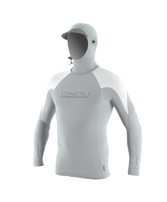 Premium Skins O'Zone Hooded Rash Vest - Cool Grey Hoodie with Slim Fit Tailored Modern