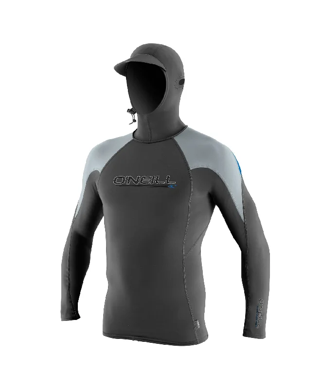 Premium Skins O'Zone Hooded Rash Vest - Graphite Hoodie with Hem Ribbing Snug Secure