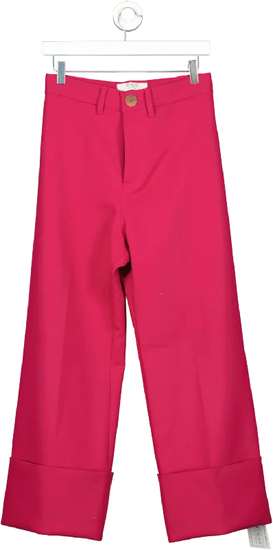 Sea New York Red Wide Turn Up Pants UK S Classic Straight Pants