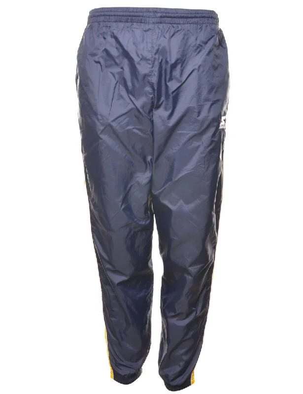 Starter Navy Shiny Track Pants - W32 L30 Cozy Knit Pants