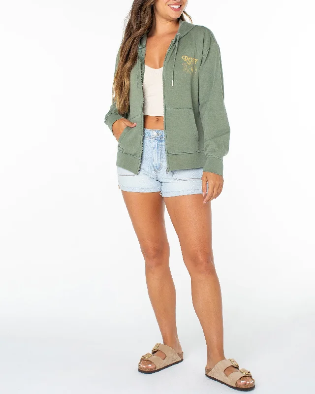 Sweet Rhythm Zip Up Hoodie - Agave Green Hoodie with Back Slit Movement Comfort