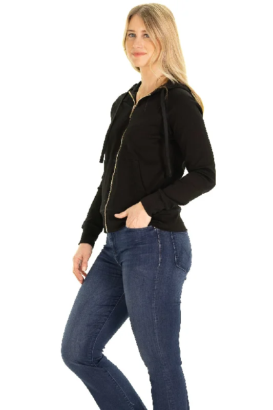 The Freya Full Zip Hoodie in Black Hoodie with Exposed Zipper Edgy Industrial