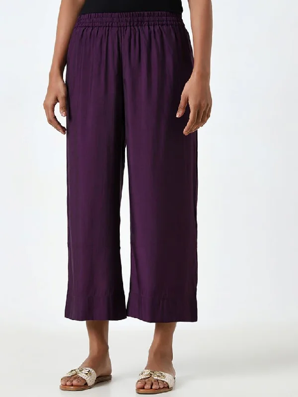 Utsa Purple High-Rise Ethnic Pants Classic Bootcut Trousers