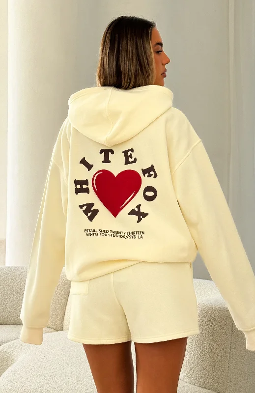 We Don't Talk Anymore Oversized Hoodie Cream Hoodie with Half-Zip Sporty Casual