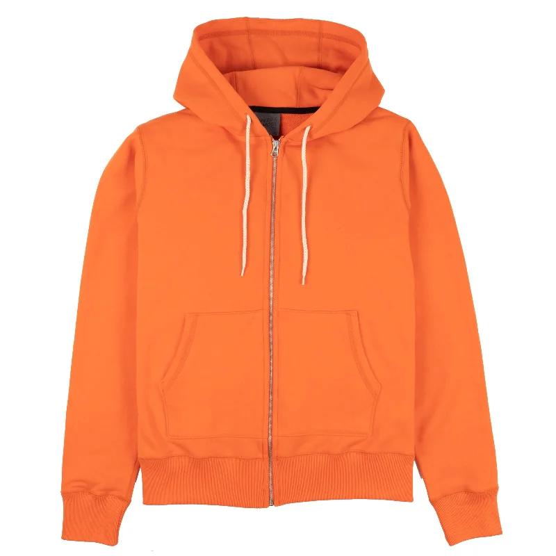 Zip Hoodie - Orange Terry Hoodie with Monochrome Minimalist Simple