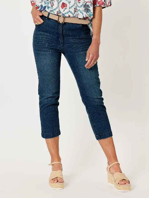 Miracle High Rise Cropped Jean - Dark Denim Trendy Skinny High-Waist Jeans