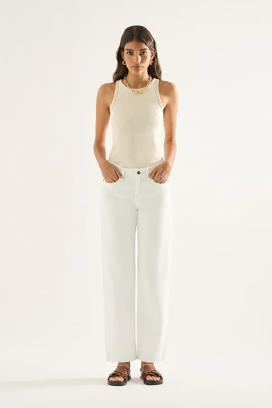 Elise Mid Straight Jean - White Elegant Bootcut Fit Jeans