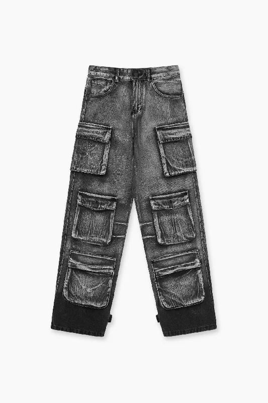 LEA JEAN | CHARCOAL SMOKE Fashionable Raw Hemmed Jeans