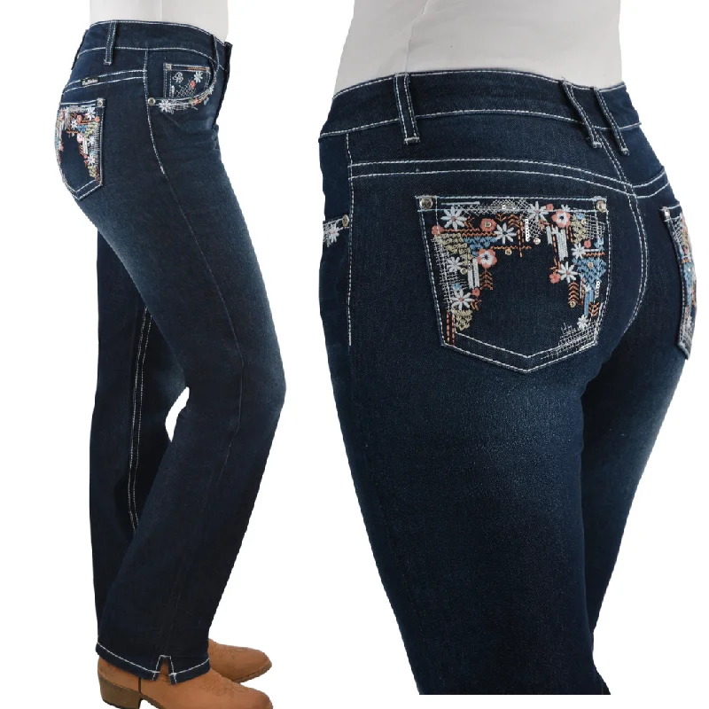 Pure Western Womens Anjelica Mid-Rise, STRAIGHT Leg Jean - 32" Leg only Trendy Low-Rise Slim Jeans