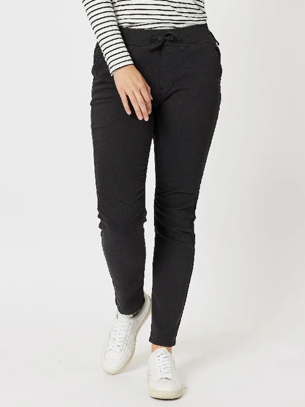 London Stretch Jogger Jean - Black Comfortable Straight-Legged Denim