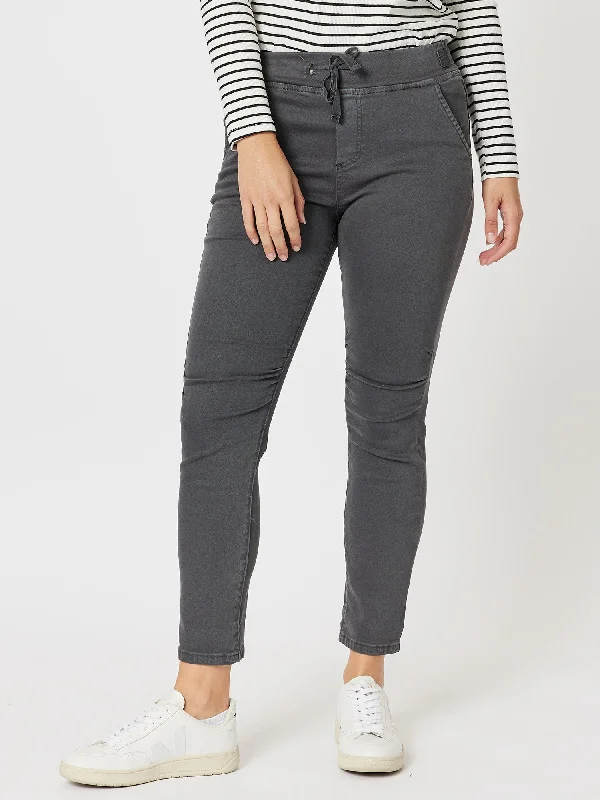 London Stretch Jogger Jean - Charcoal Elegant Bootcut Fit Jeans