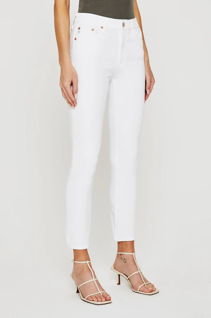 AG Women's Mari Crop Jean in Aesthetic White Comfortable Mid-Rise Jeans