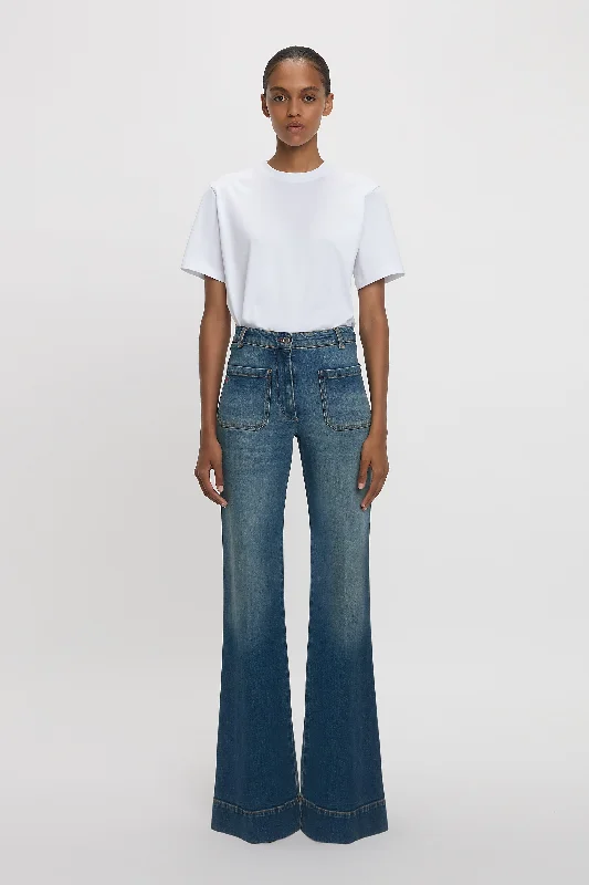 Exclusive Alina High Waisted Jean In Mid Blue Trendy Low-Rise Slim Jeans