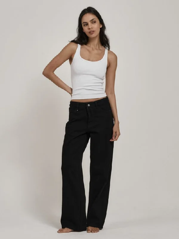 Billie Low Baggie Jean - Black Rinse Fashionable Button-Front Jeans