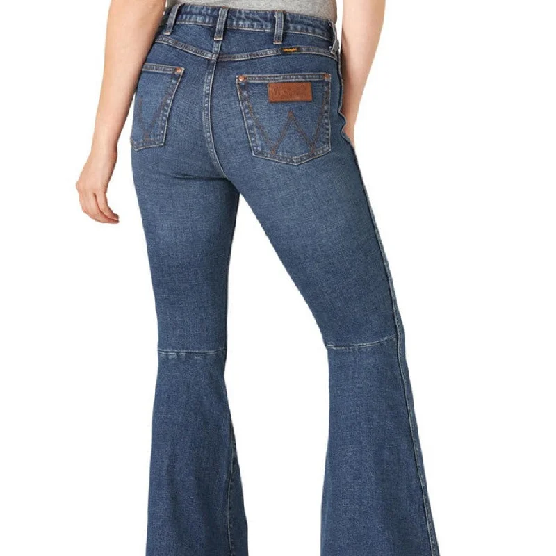 Wrangler Retro Women's High Rise Trumpet Flare Jean- Paige Fashionable Button-Front Jeans