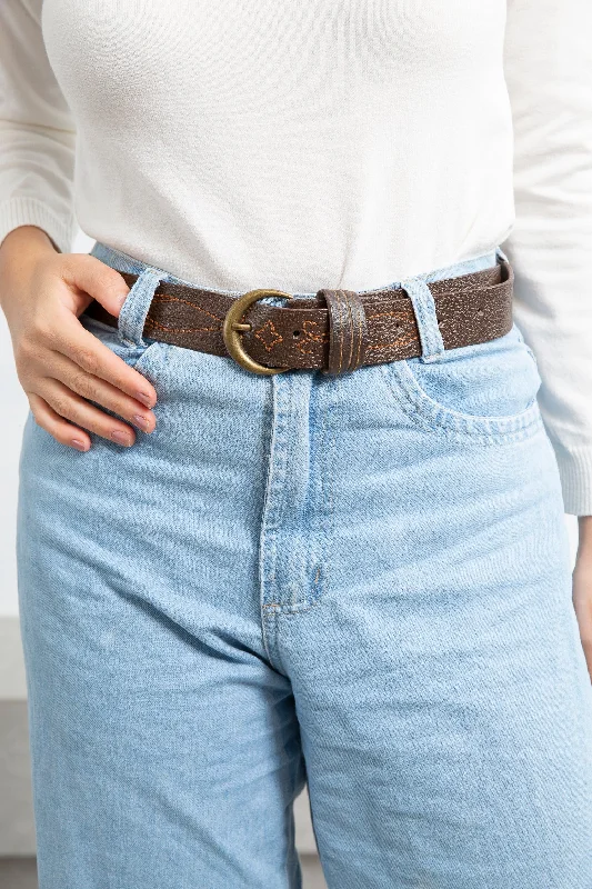 Handmade Leather Belt - Jean Leather Elegant High-Waisted Flared Jeans