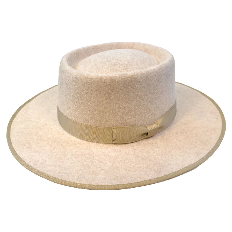 Jeanne Simmons - Oatmeal Felt Gambler Hat Comfortable Straight-Legged Denim