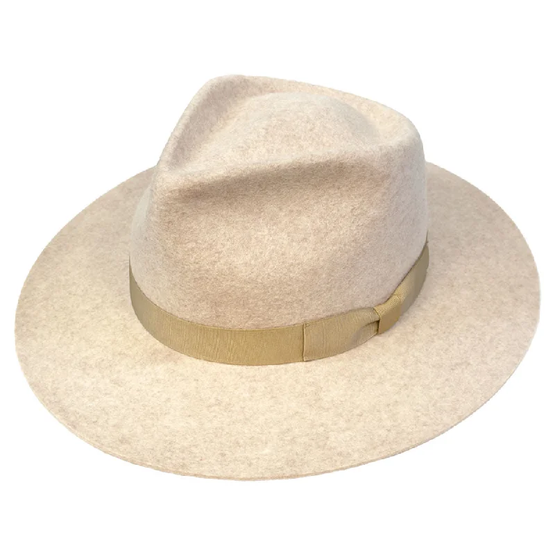 Jeanne Simmons - Wool Felt Flat Brim Fedora Fashionable Frayed Hem Denim