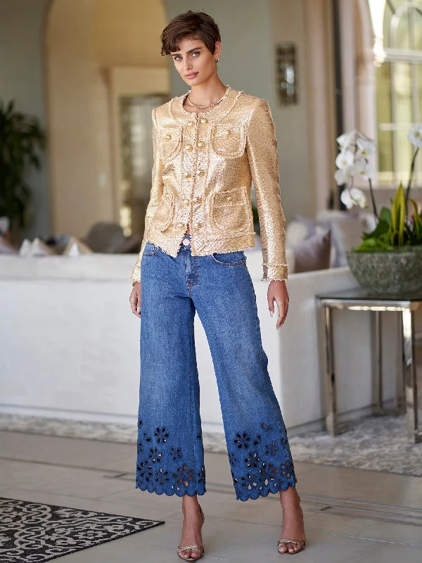 Michon Eyelet Jean Comfortable Ankle Jeans