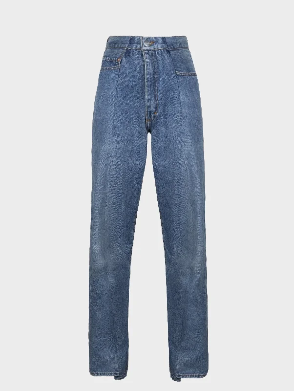 Boyfriend Jean Mid Blue Chic Rip-Detail High-Waist Jeans