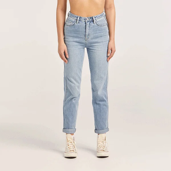 Riders HI Straight Mom Jean  - Blue Sands Casual Bootcut Ripped Jeans