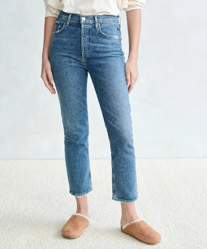 Riley Crop Jean Fashionable Raw Hemmed Jeans