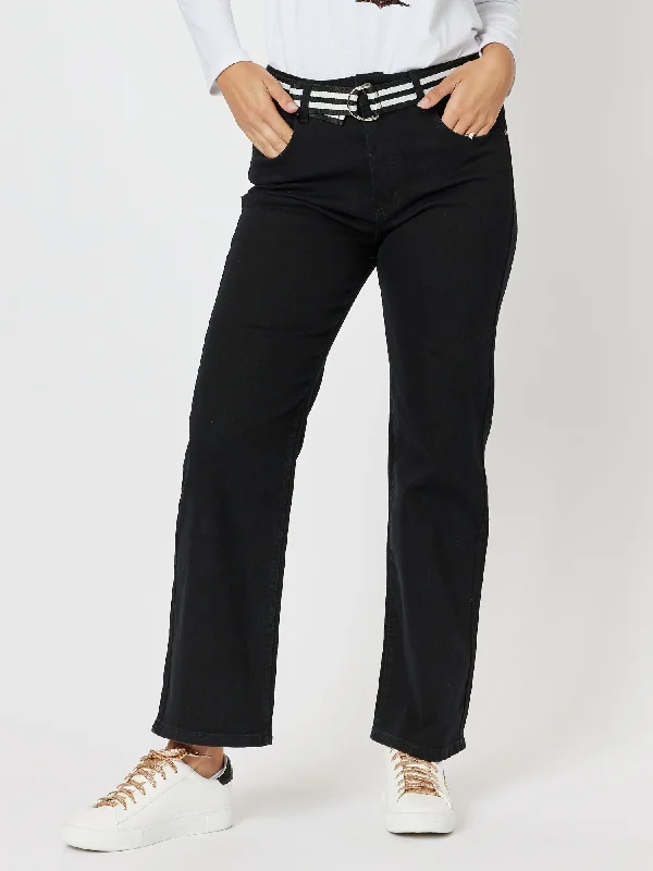 Vicki High Rise Bootcut Jean - Black Stylish Relaxed Fit Skinny Jeans