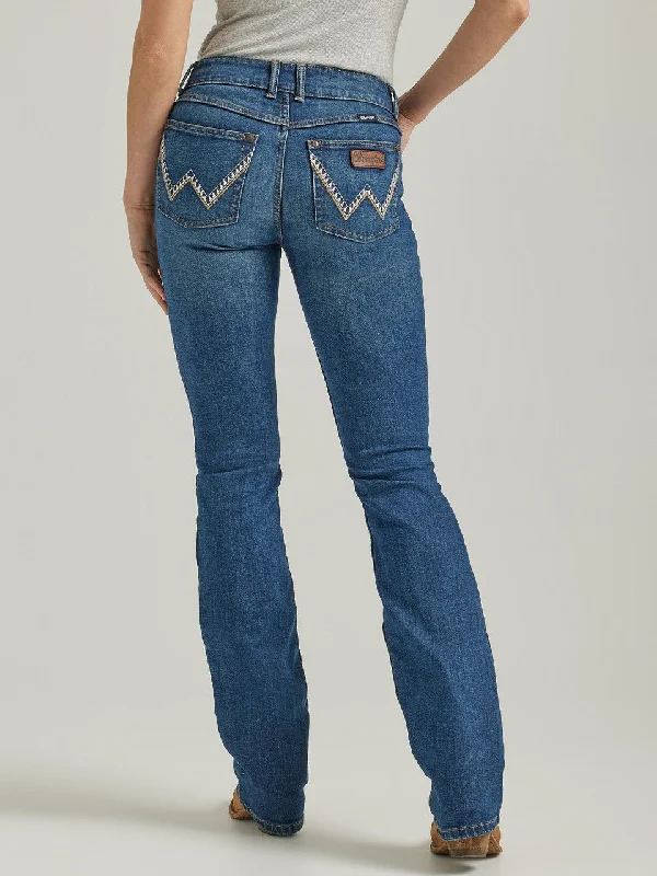 Wrangler Retro Mae Mid Rise Jean Comfortable Zip-Fly Denim Jeans