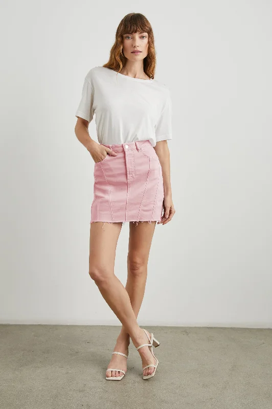 BRENTWOOD SKIRT - BUBBLE GUM leather skirt refined