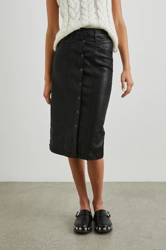 BROADWAY SKIRT - COATED NOIR ribbed skirt waist