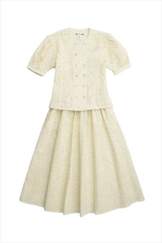 Caron Callahan Rita Skirt Natural Eyelet Voile tiered skirt playful