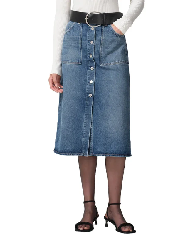 Anouk Denim Skirt in First Class leather skirt refined