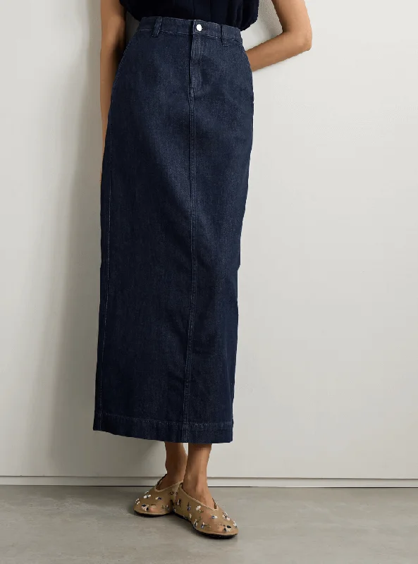 Denim maxi skirt chiffon skirt floaty