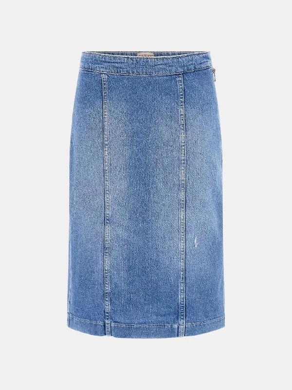 EMMA LONGUETTE DENIM SKIRT leather skirt sleek