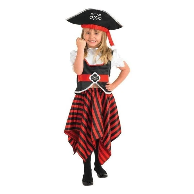 Girls Pirate Costume Skirt Top Hat casual skirt length