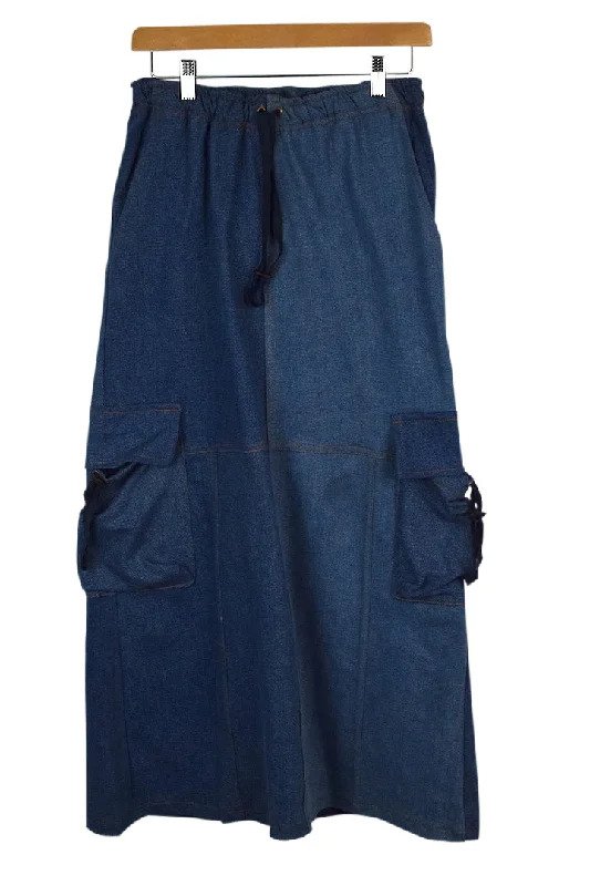 Reworked Denim Cargo Skirt relaxed fit skirt