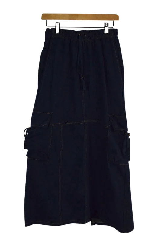 Reworked Denim Cargo Skirt tiered skirt playful