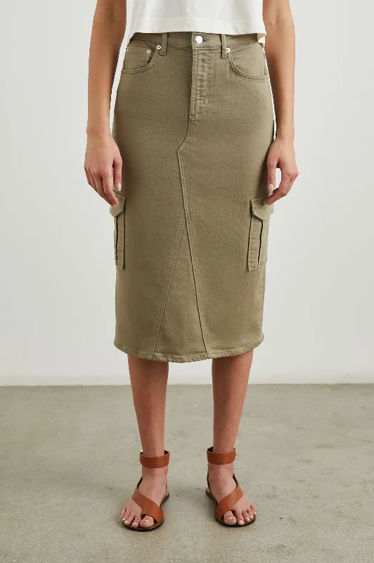 HIGHLAND CARGO SKIRT - WASHED OLIVE leather skirt sleek